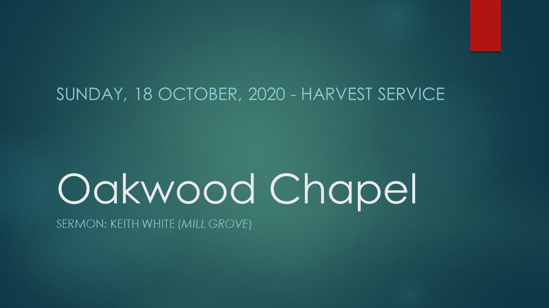 Harvest service livestream, 18 October 2020